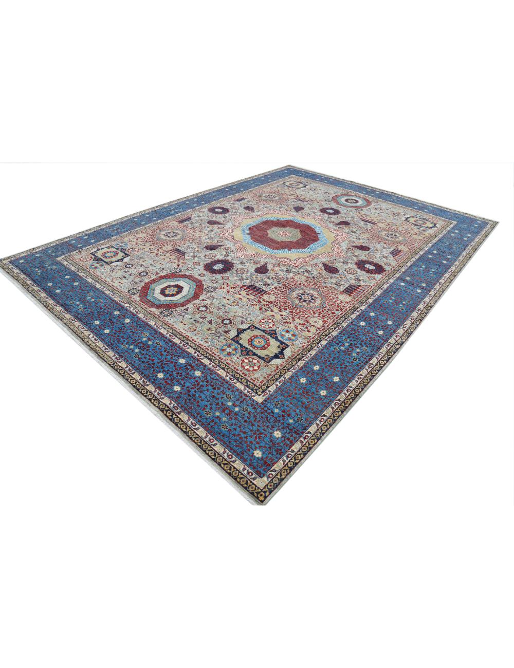 Mamluk 10' 0" X 13' 10" Hand-Knotted Wool Rug 10' 0" X 13' 10" (305 X 422) / Grey / Teal