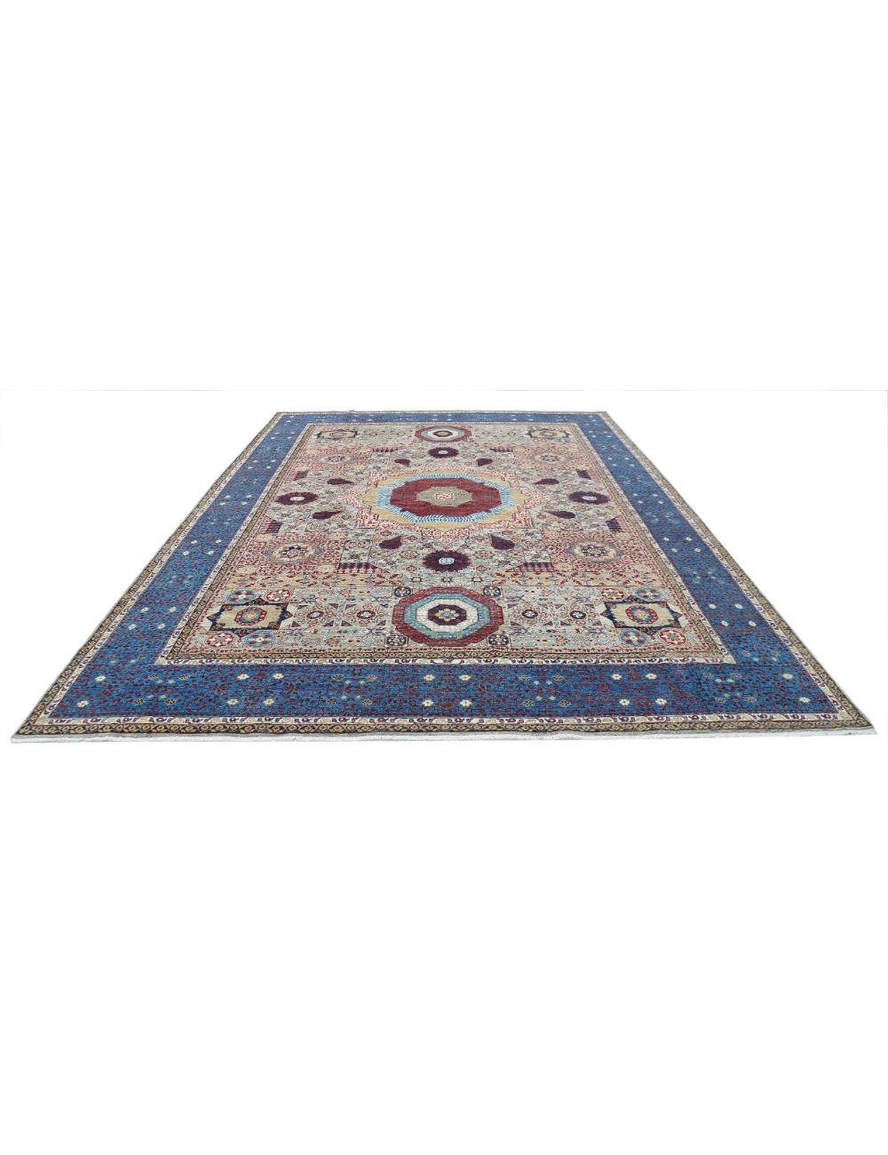 Mamluk 10' 0" X 13' 10" Hand-Knotted Wool Rug 10' 0" X 13' 10" (305 X 422) / Grey / Teal