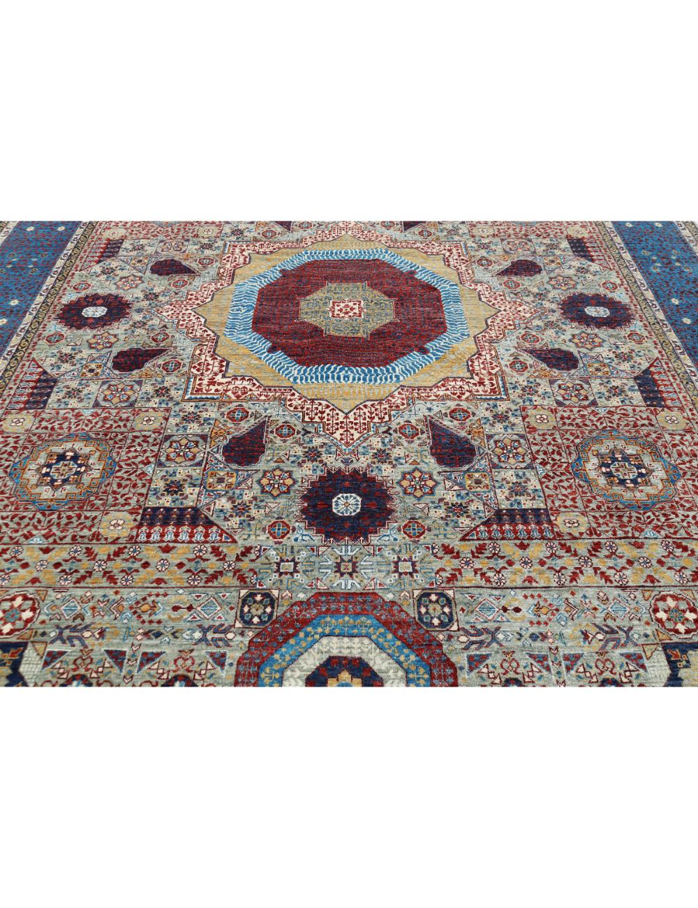 Mamluk 10' 0" X 13' 10" Hand-Knotted Wool Rug 10' 0" X 13' 10" (305 X 422) / Grey / Teal