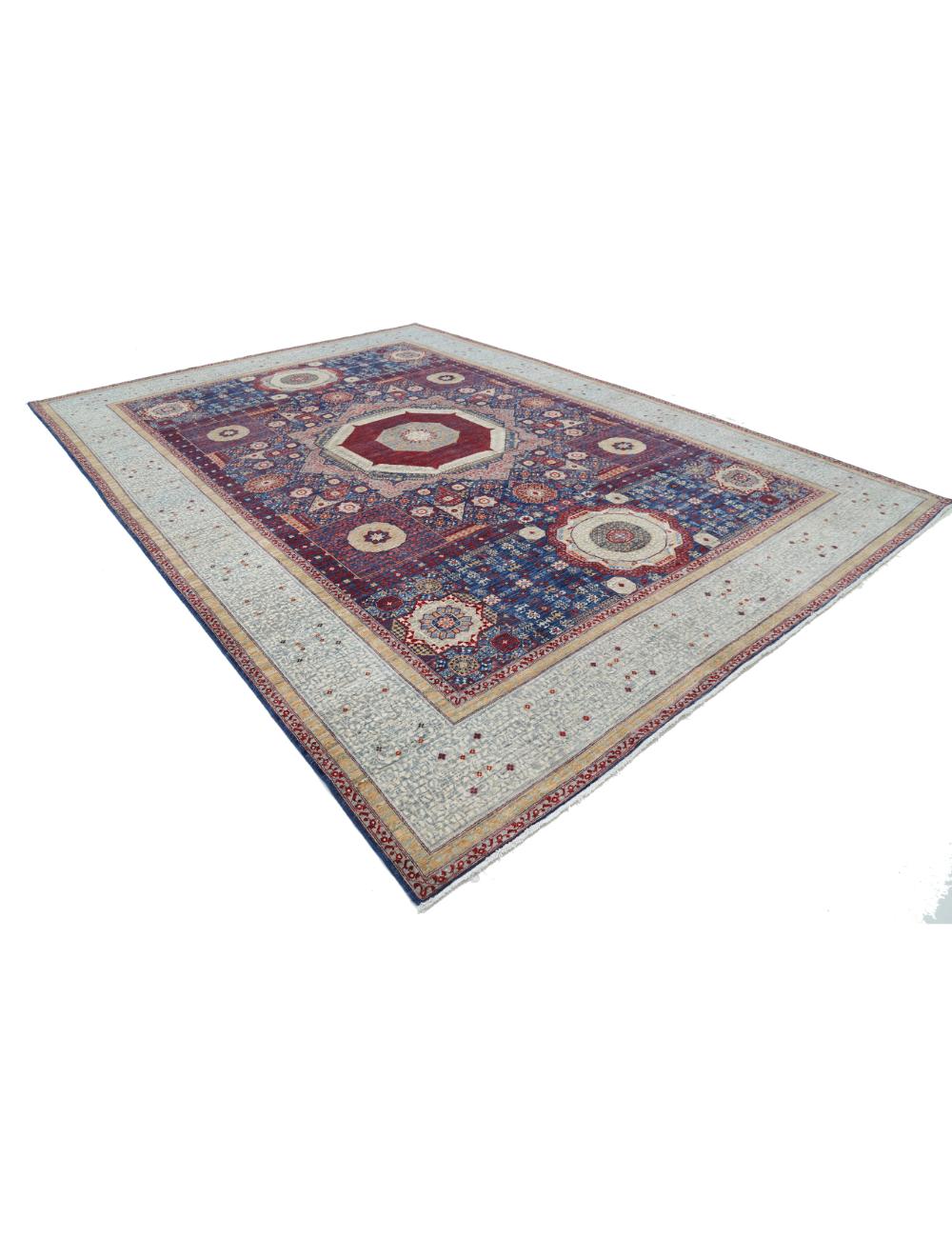 Mamluk 10' 1" X 14' 0" Hand-Knotted Wool Rug 10' 1" X 14' 0" (307 X 427) / Blue / Grey