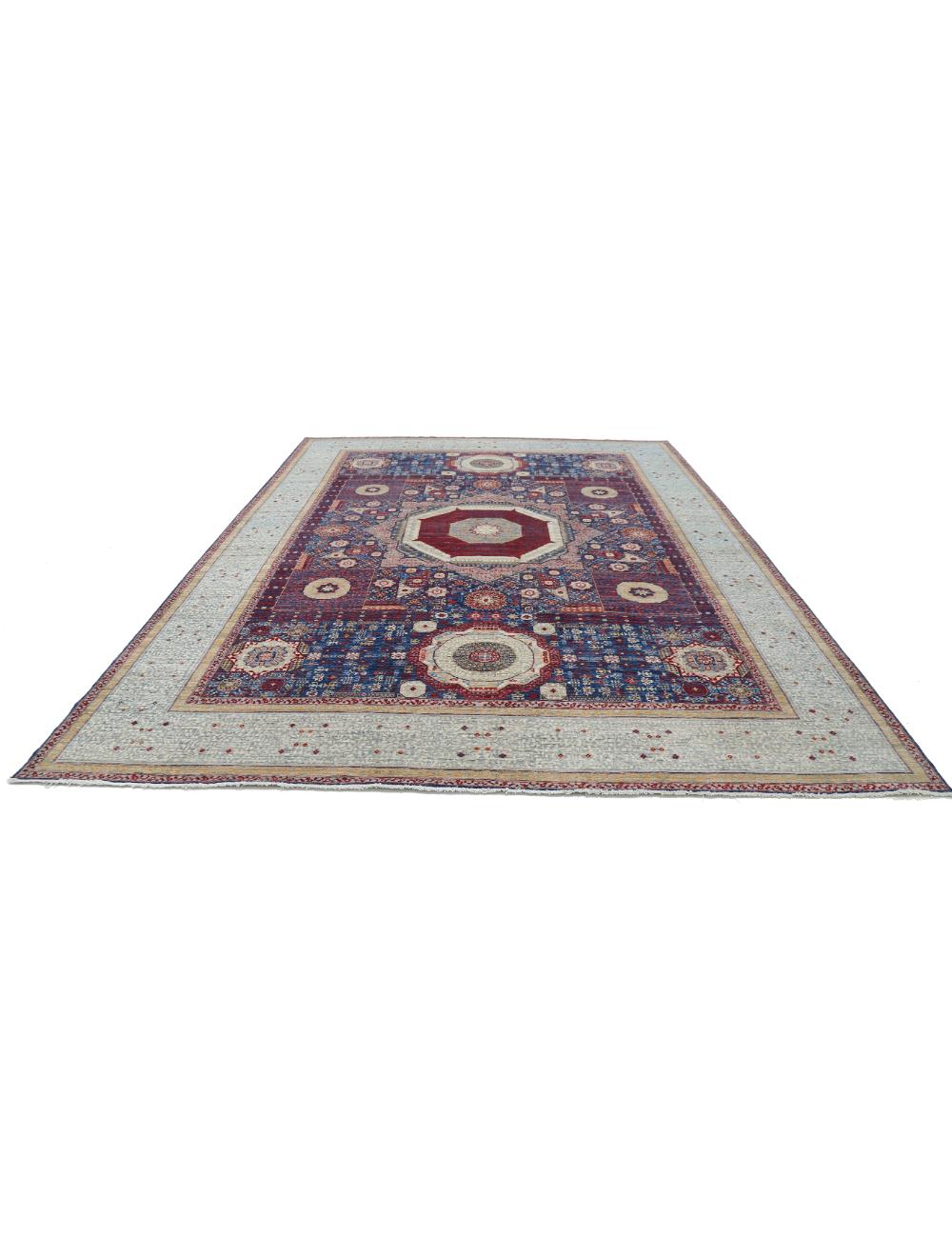 Mamluk 10' 1" X 14' 0" Hand-Knotted Wool Rug 10' 1" X 14' 0" (307 X 427) / Blue / Grey