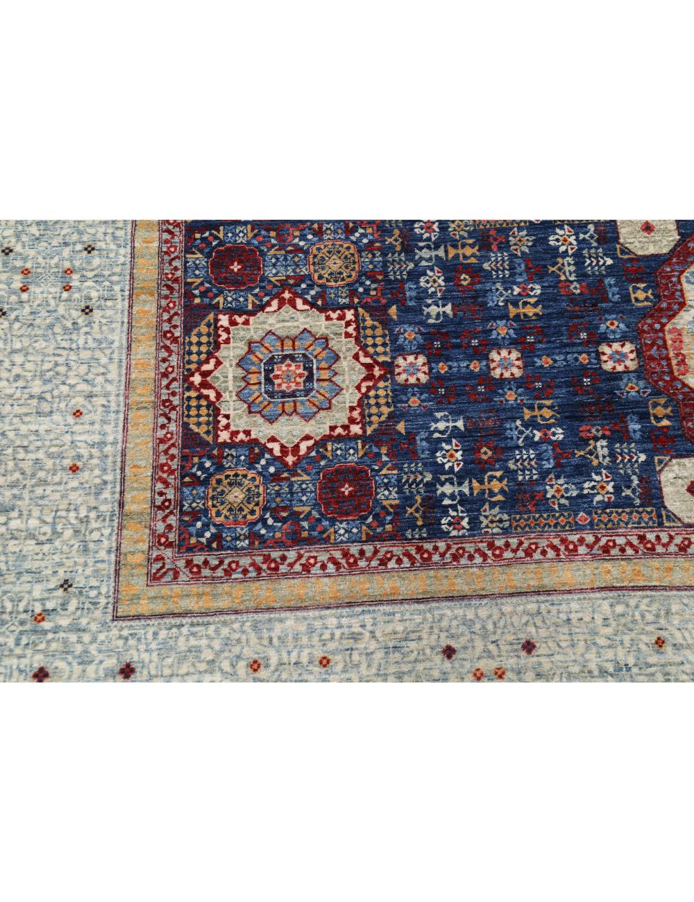 Mamluk 10' 1" X 14' 0" Hand-Knotted Wool Rug 10' 1" X 14' 0" (307 X 427) / Blue / Grey