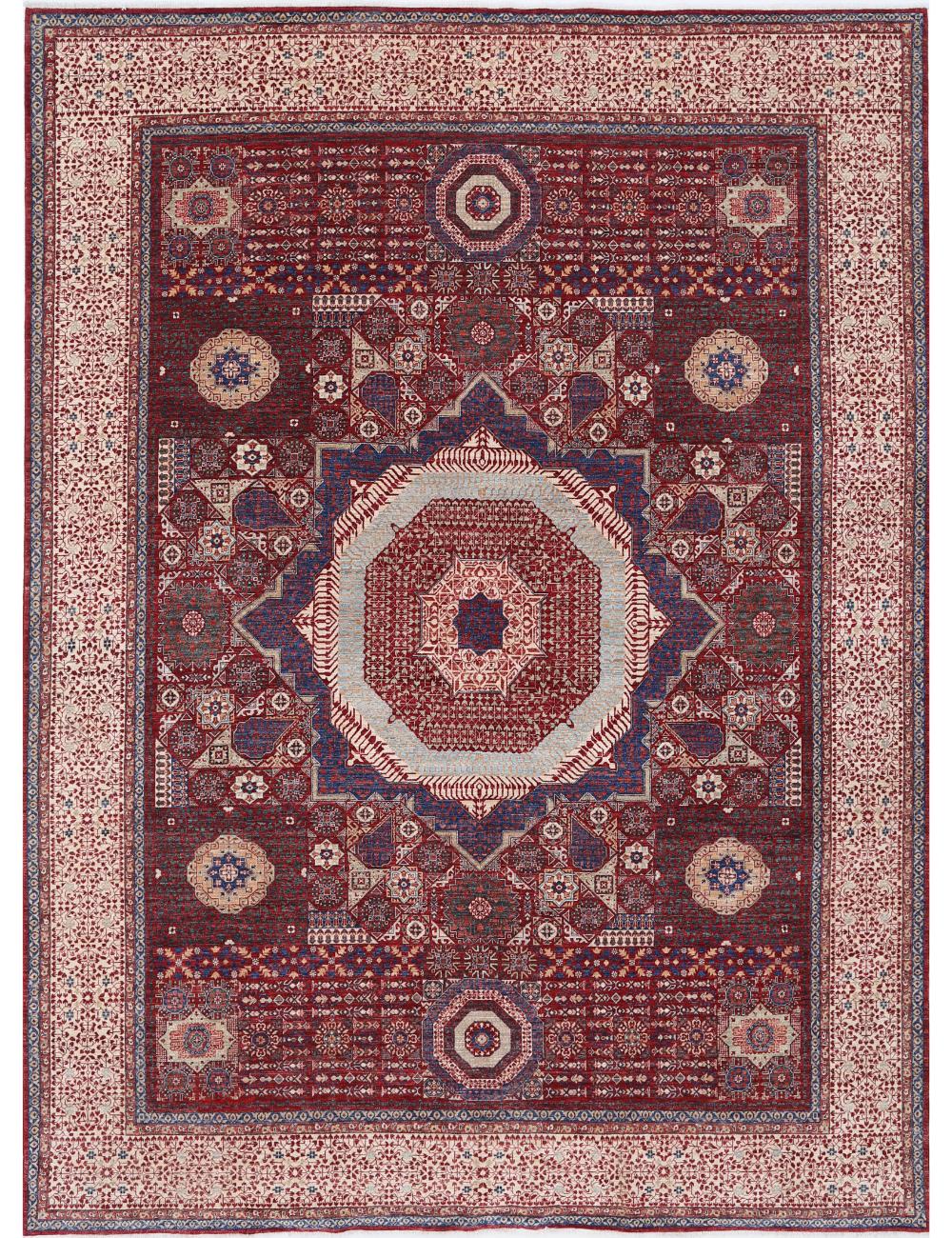 Mamluk 9' 0" X 11' 9" Hand-Knotted Wool Rug 9' 0" X 11' 9" (274 X 358) / Red / Ivory