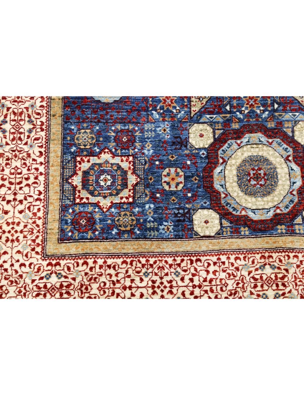 Mamluk 4' 11" X 6' 11" Hand-Knotted Wool Rug 4' 11" X 6' 11" (150 X 211) / Blue / Ivory