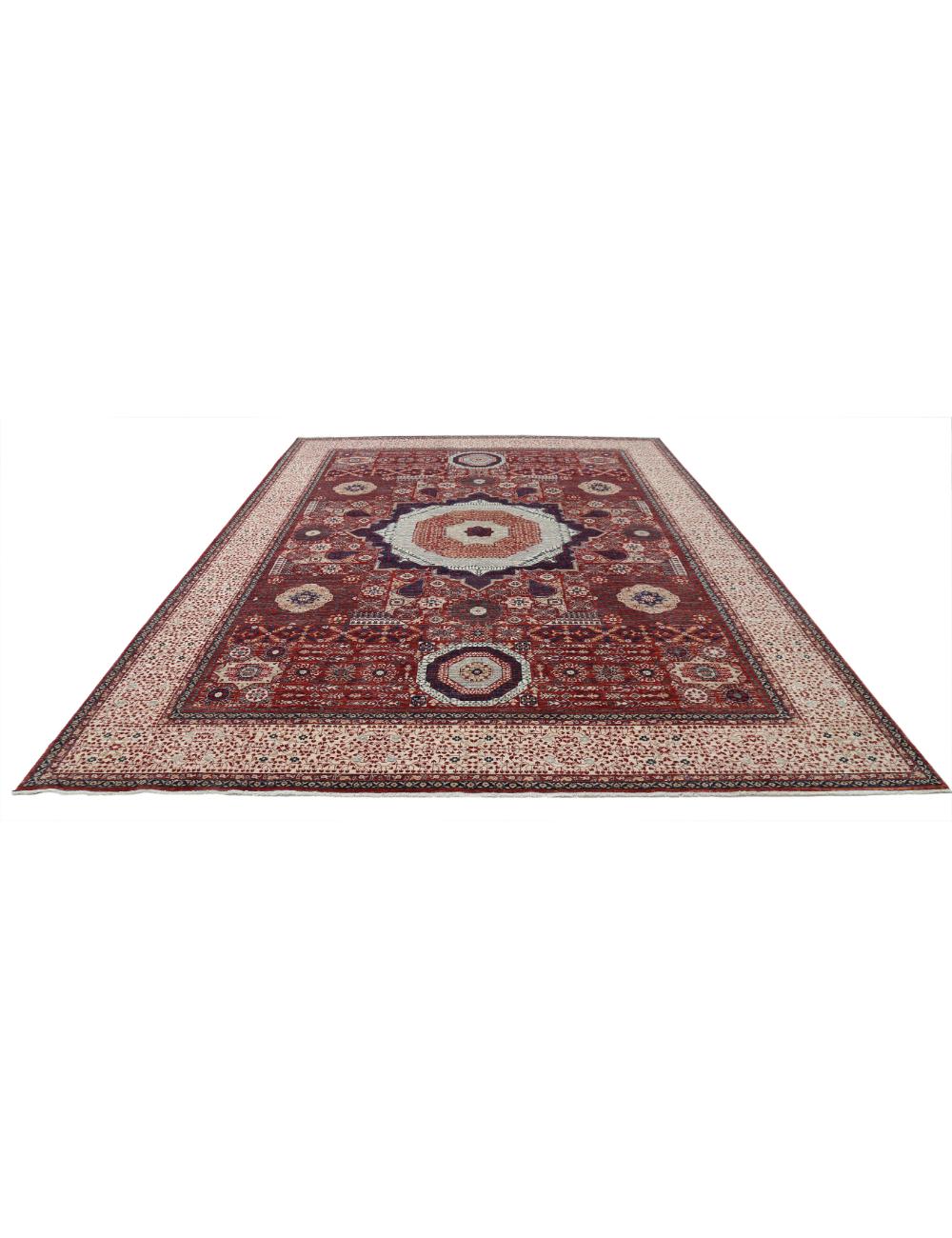 Mamluk 10' 1" X 13' 9" Hand-Knotted Wool Rug 10' 1" X 13' 9" (307 X 419) / Red / Ivory