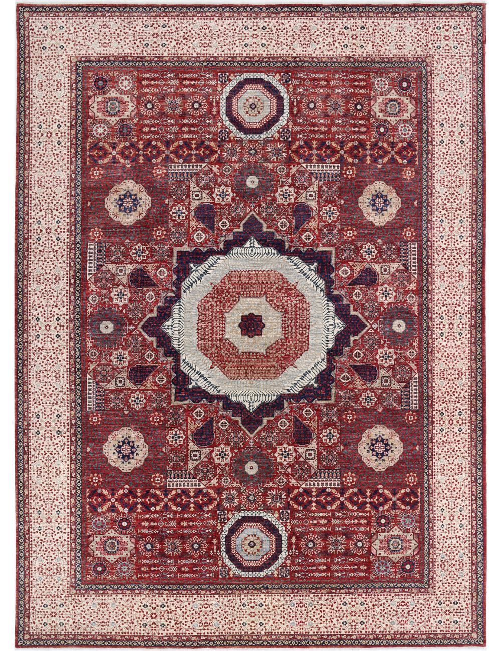Mamluk 10' 1" X 13' 9" Hand-Knotted Wool Rug 10' 1" X 13' 9" (307 X 419) / Red / Ivory