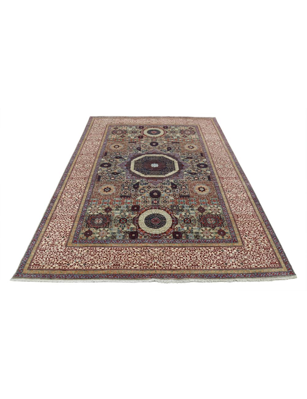 Mamluk 5' 1" X 8' 10" Hand-Knotted Wool Rug 5' 1" X 8' 10" (155 X 269) / Green / Ivory