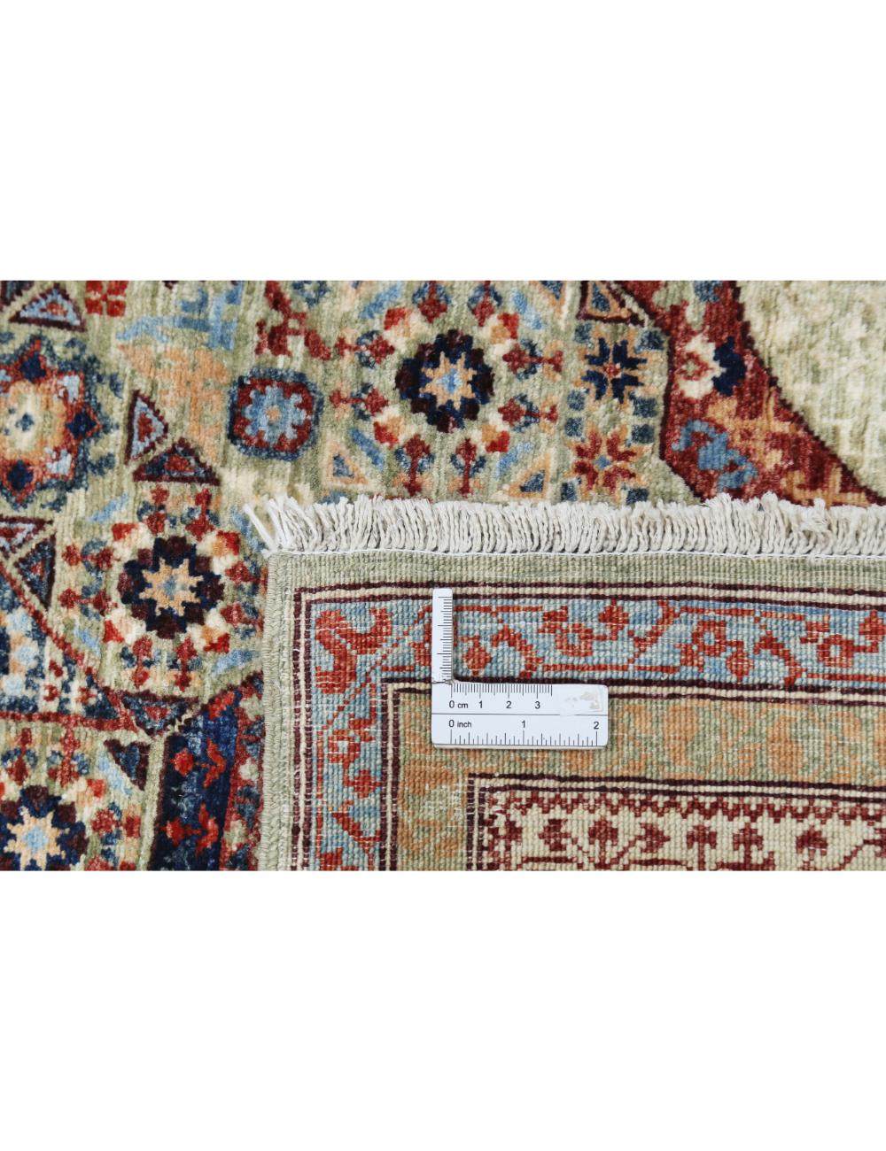 Mamluk 5' 1" X 8' 10" Hand-Knotted Wool Rug 5' 1" X 8' 10" (155 X 269) / Green / Ivory