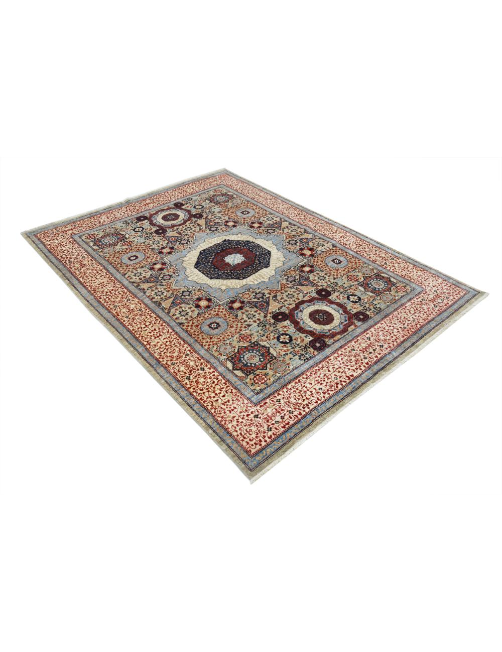 Mamluk 4' 11" X 6' 9" Hand-Knotted Wool Rug 4' 11" X 6' 9" (150 X 206) / Beige / Red