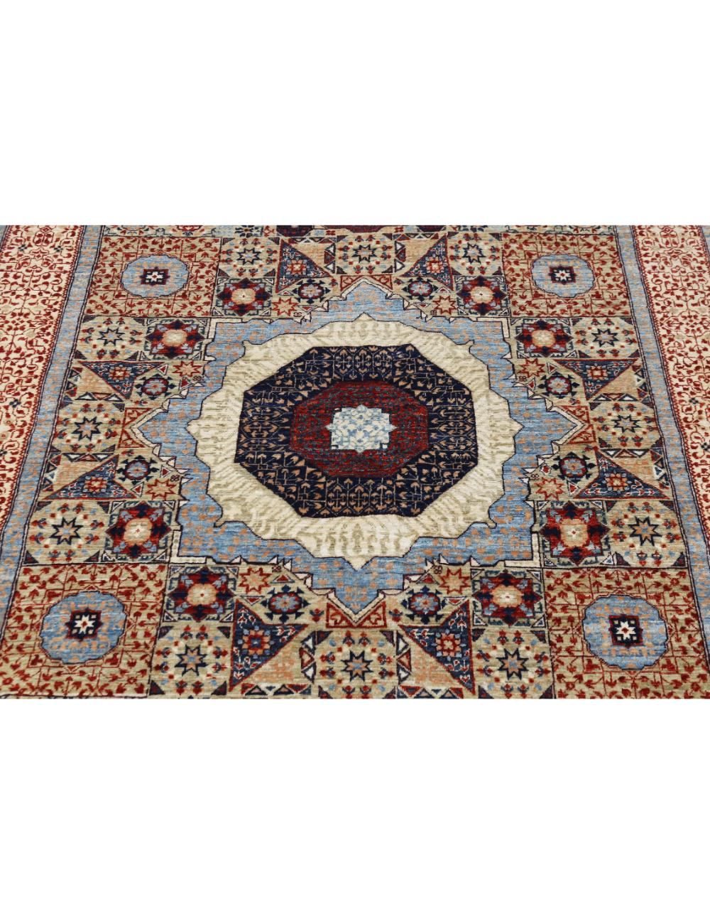 Mamluk 4' 11" X 6' 9" Hand-Knotted Wool Rug 4' 11" X 6' 9" (150 X 206) / Beige / Red