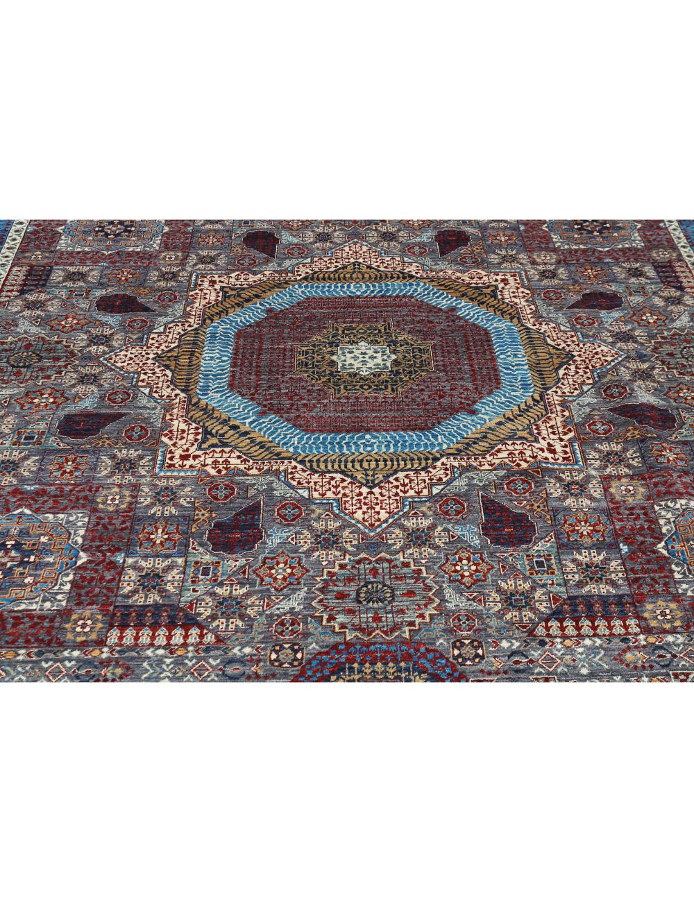Mamluk 8' 0" X 9' 10" Hand-Knotted Wool Rug 8' 0" X 9' 10" (244 X 300) / Grey / Blue
