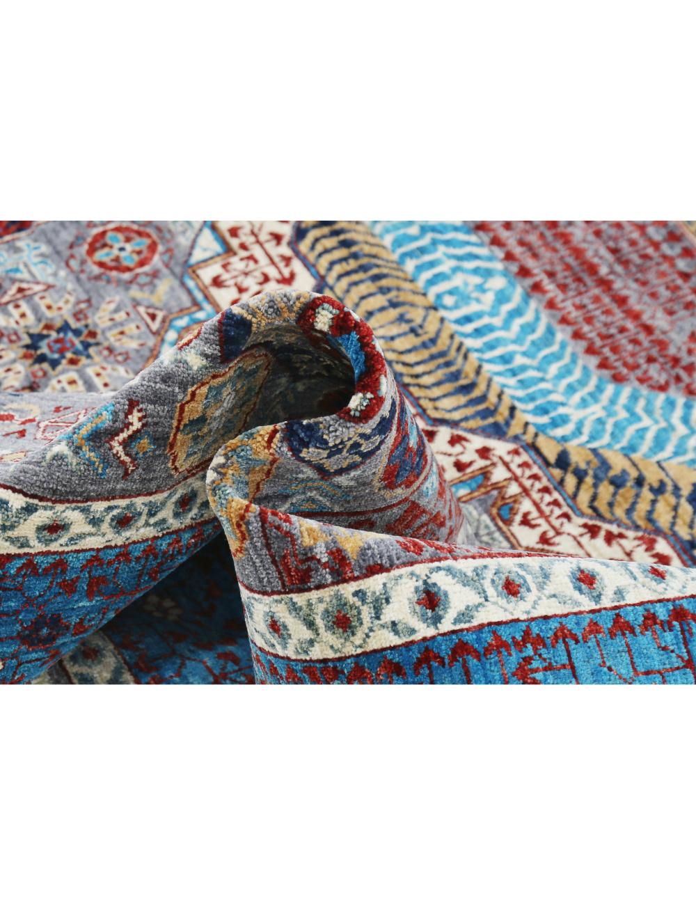 Mamluk 8' 0" X 9' 10" Hand-Knotted Wool Rug 8' 0" X 9' 10" (244 X 300) / Grey / Blue