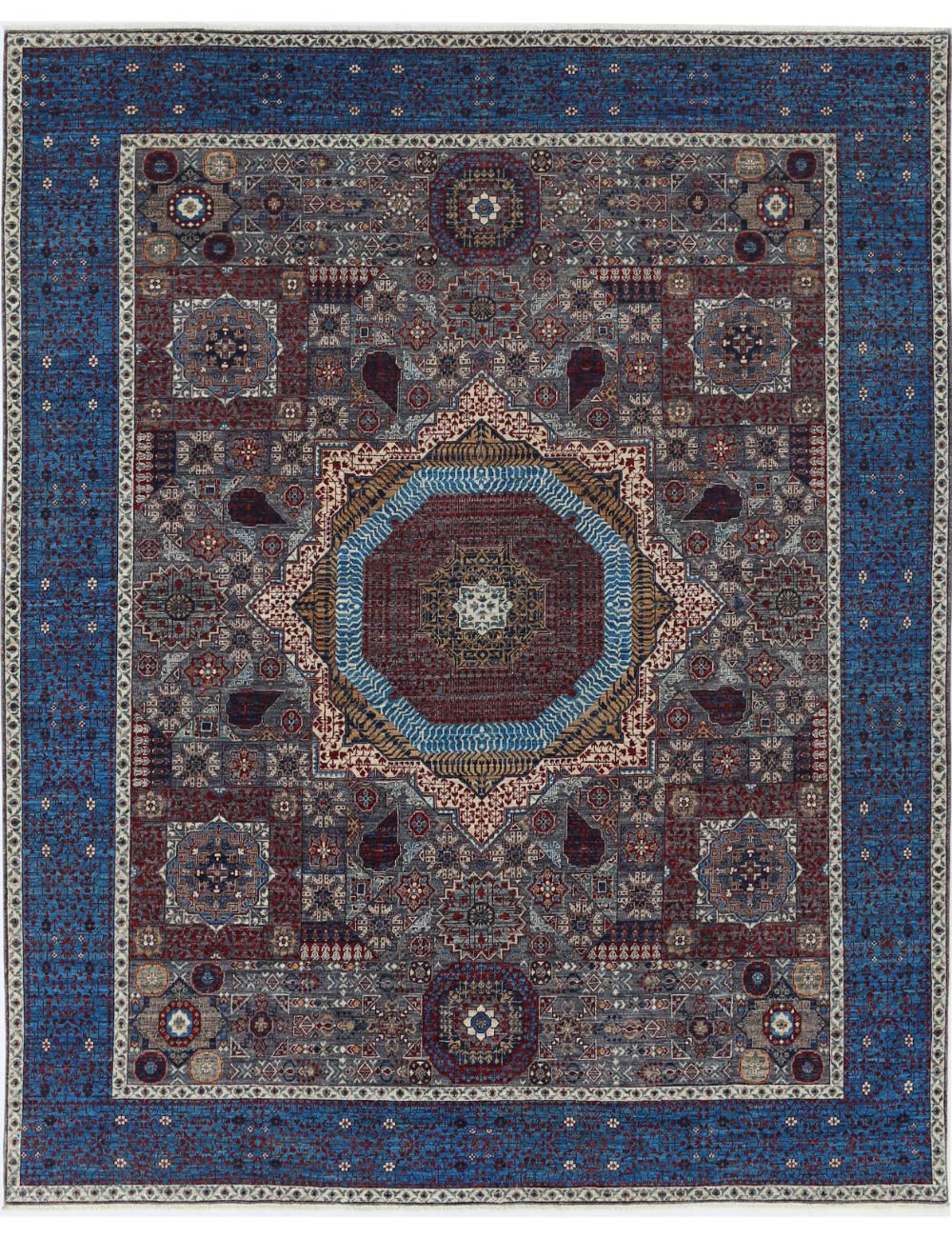 Mamluk 8' 0" X 9' 10" Hand-Knotted Wool Rug 8' 0" X 9' 10" (244 X 300) / Grey / Blue