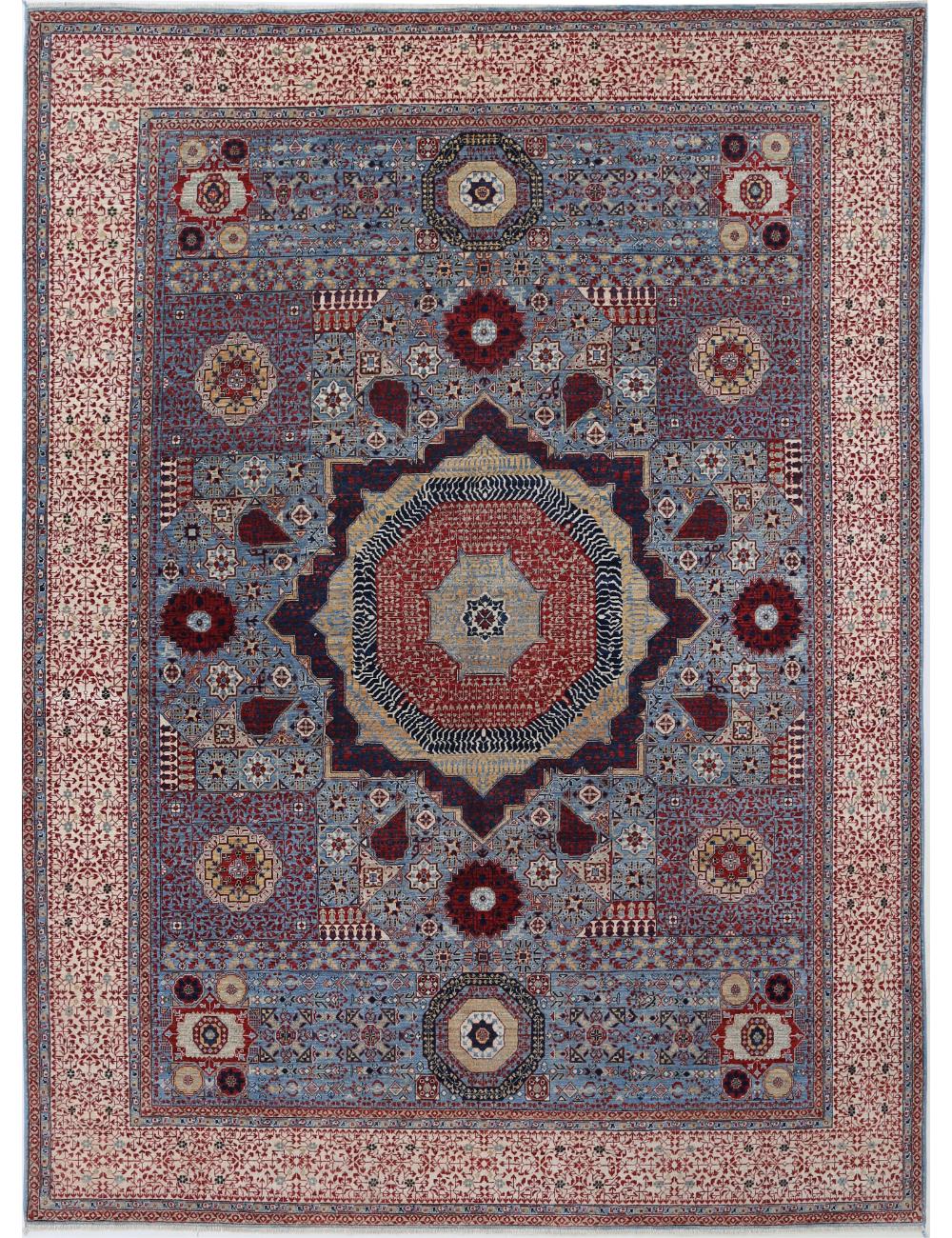 Mamluk 8' 10" X 12' 3" Hand-Knotted Wool Rug 8' 10" X 12' 3" (269 X 373) / Blue / Ivory