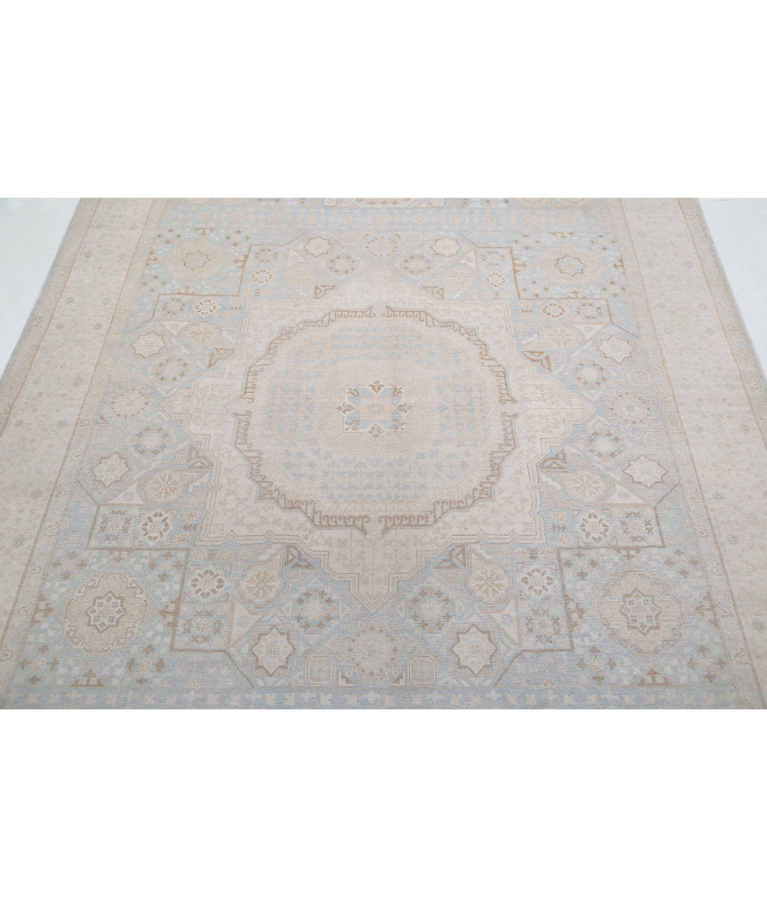 Mamluk 6'3'' X 9'4'' Hand-Knotted Wool Rug 6'3'' x 9'4'' (188 X 280) / Blue / Ivory
