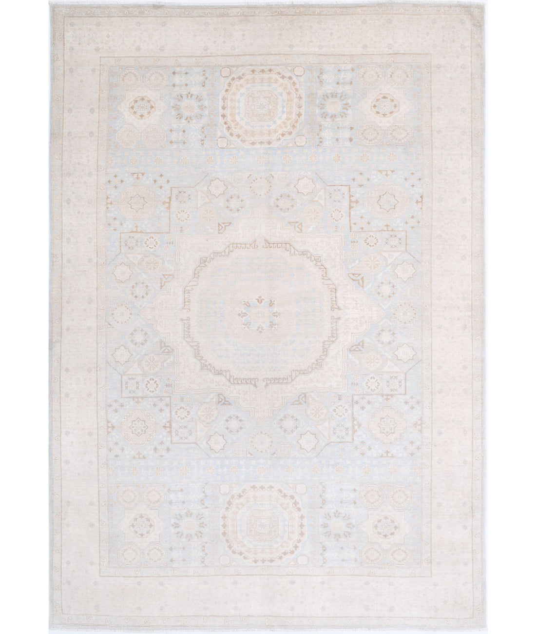 Mamluk 6'3'' X 9'4'' Hand-Knotted Wool Rug 6'3'' x 9'4'' (188 X 280) / Blue / Ivory