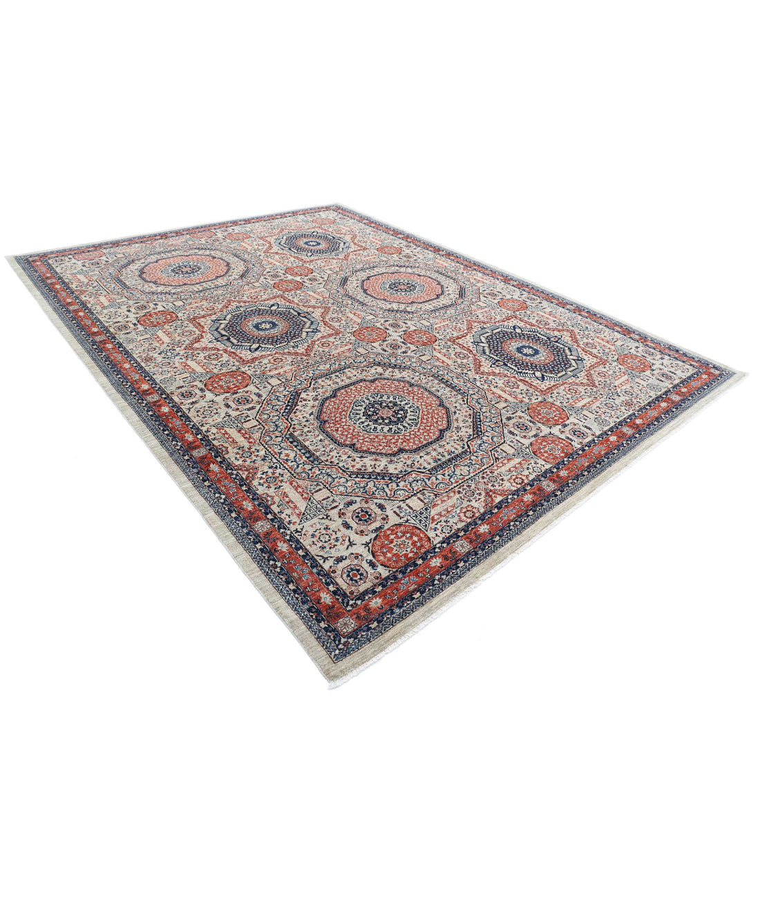 Mamluk 9'1'' X 12'1'' Hand-Knotted Wool Rug 9'1'' x 12'1'' (273 X 363) / Beige / Red