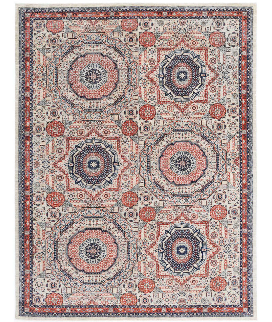 Mamluk 9'1'' X 12'1'' Hand-Knotted Wool Rug 9'1'' x 12'1'' (273 X 363) / Beige / Red