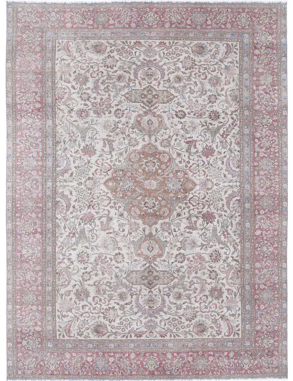 Mashad 10' 9" X 14' 8" Hand-Knotted Wool Rug 10' 9" X 14' 8" (328 X 447) / Ivory / Pink