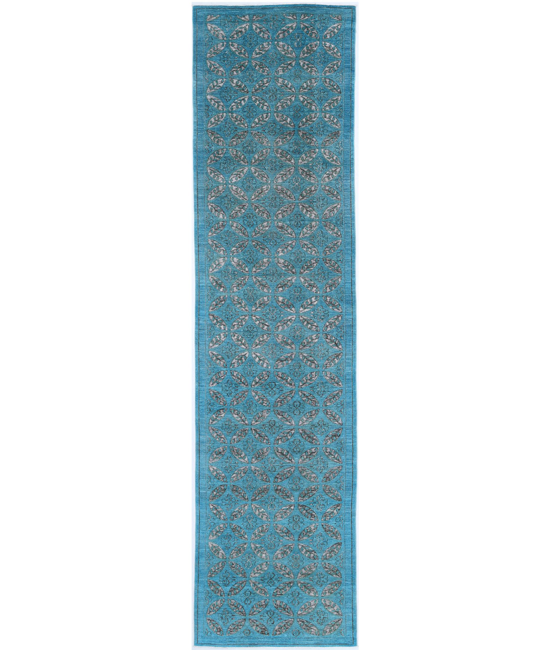 Onyx 3'11'' X 18'7'' Hand-Knotted Wool Rug 3'11'' x 18'7'' (118 X 558) / Teal / Teal