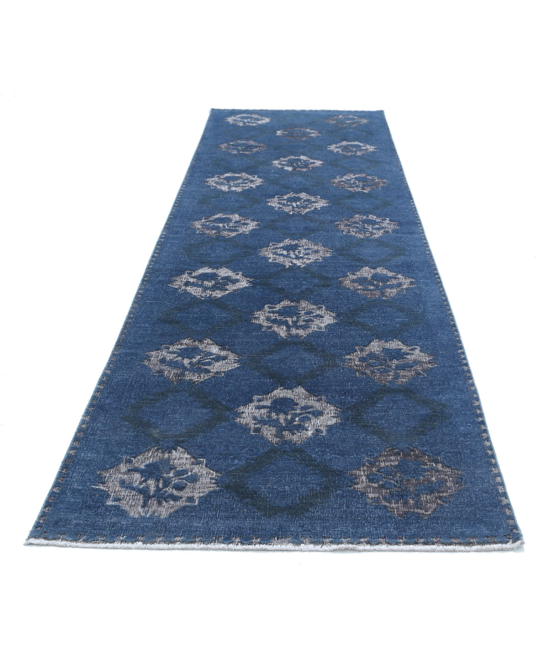 Onyx 3'10'' X 14'2'' Hand-Knotted Wool Rug 3'10'' x 14'2'' (115 X 425) / Blue / Grey