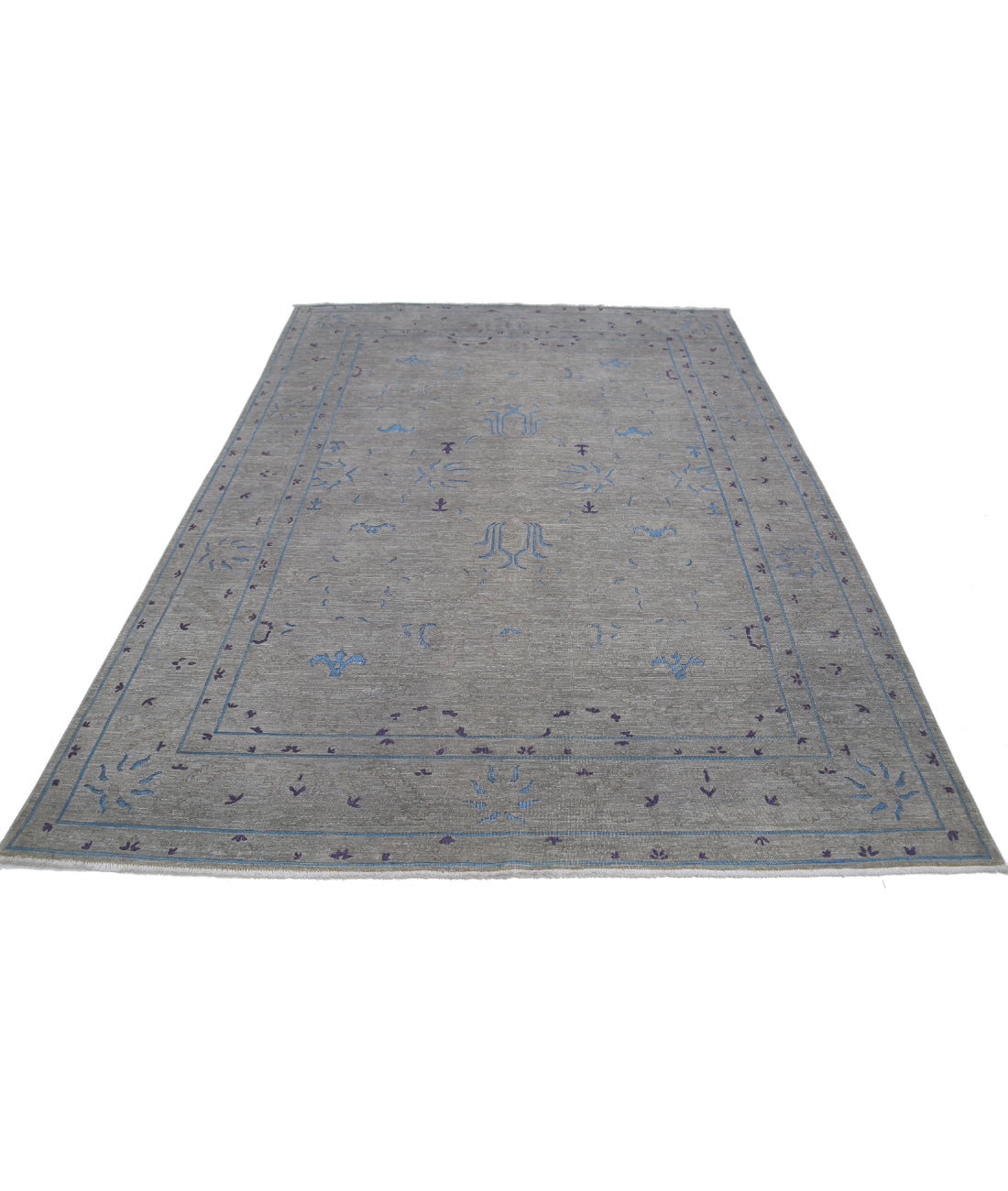 Onyx 6'4'' X 8'9'' Hand-Knotted Wool Rug 6'4'' x 8'9'' (190 X 263) / Grey / Blue