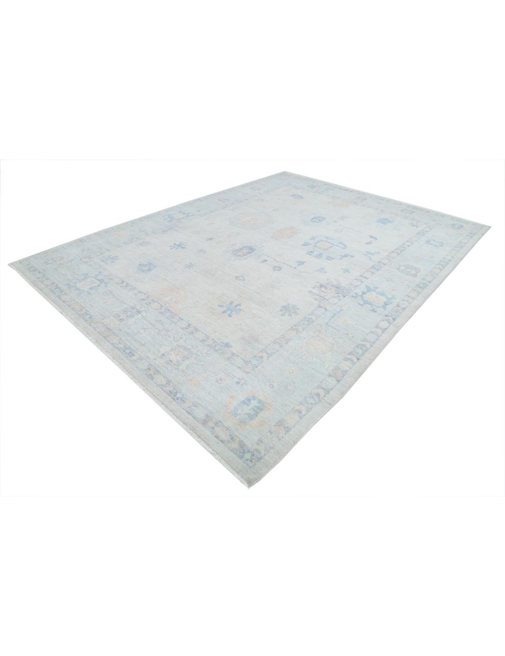 Oushak 9' 2" X 12' 3" Hand-Knotted Wool Rug 9' 2" X 12' 3" (279 X 373) / Grey / Blue