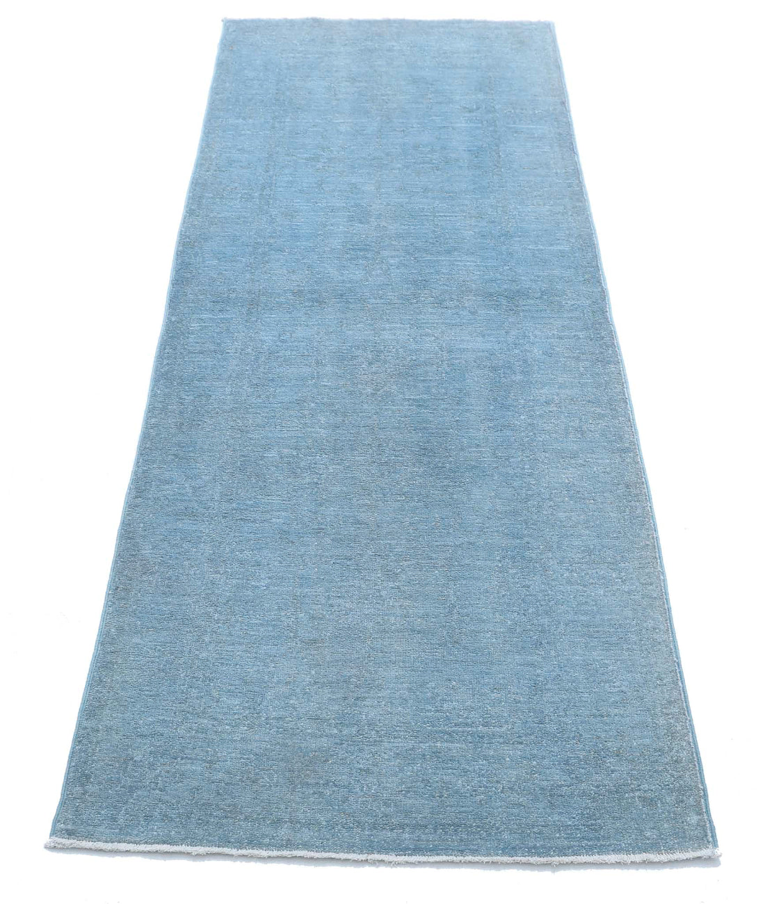 Overdye 2'4'' X 6'9'' Hand-Knotted Wool Rug 2'4'' x 6'9'' (70 X 203) / Teal / Teal