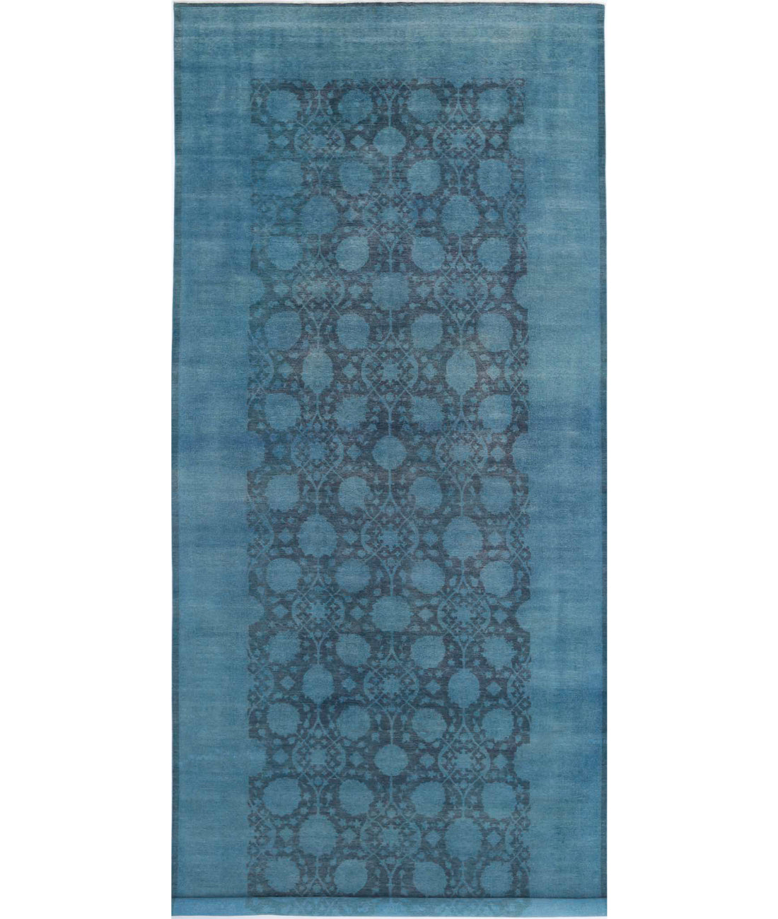 Overdye 9'9'' X 25'0'' Hand-Knotted Wool Rug 9'9'' x 25'0'' (293 X 750) / Teal / N/A