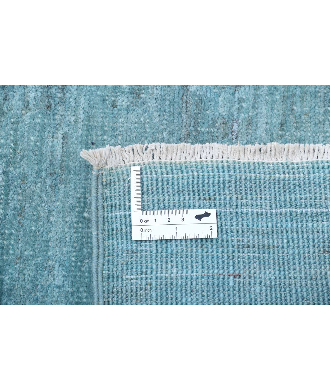 Overdye 8'0'' X 9'9'' Hand-Knotted Wool Rug 8'0'' x 9'9'' (240 X 293) / Teal / Teal