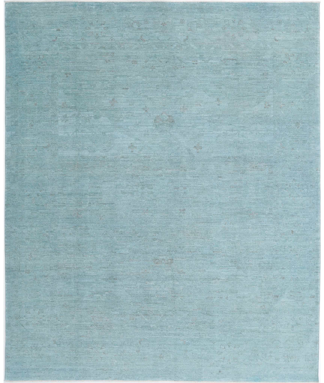 Overdye 8'0'' X 9'9'' Hand-Knotted Wool Rug 8'0'' x 9'9'' (240 X 293) / Teal / Teal