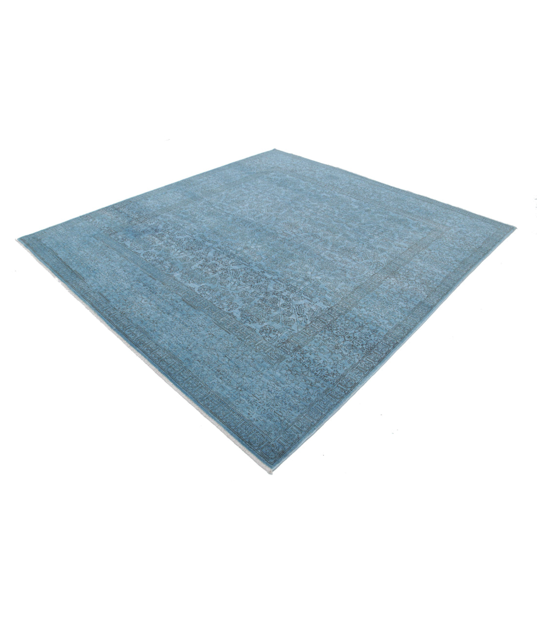 Overdye 7'9'' X 8'5'' Hand-Knotted Wool Rug 7'9'' x 8'5'' (233 X 253) / Blue / Blue