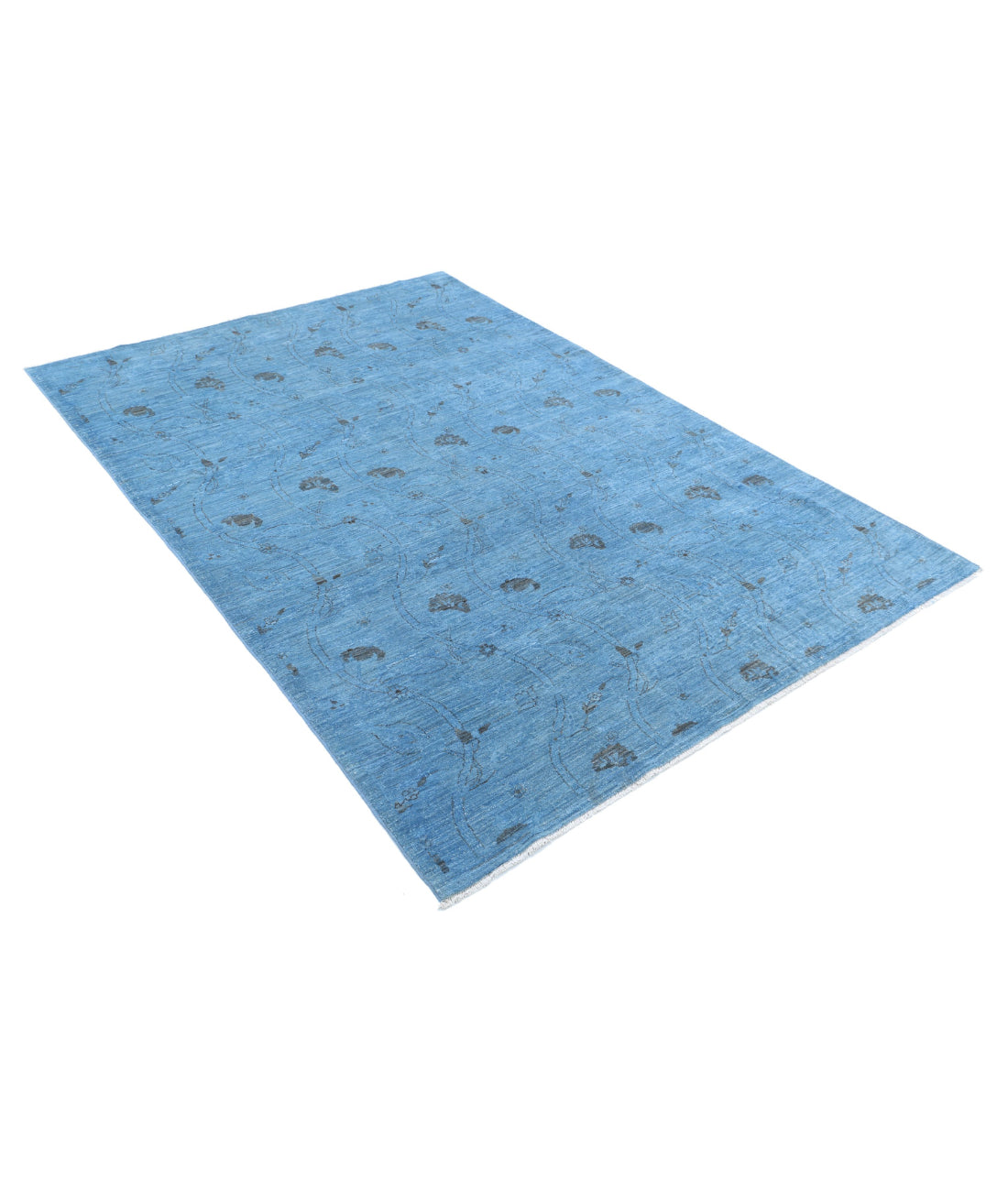 Overdye 5'0'' X 7'3'' Hand-Knotted Wool Rug 5'0'' x 7'3'' (150 X 218) / Blue / Blue