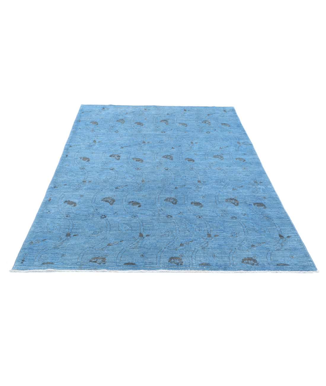 Overdye 5'0'' X 7'3'' Hand-Knotted Wool Rug 5'0'' x 7'3'' (150 X 218) / Blue / Blue