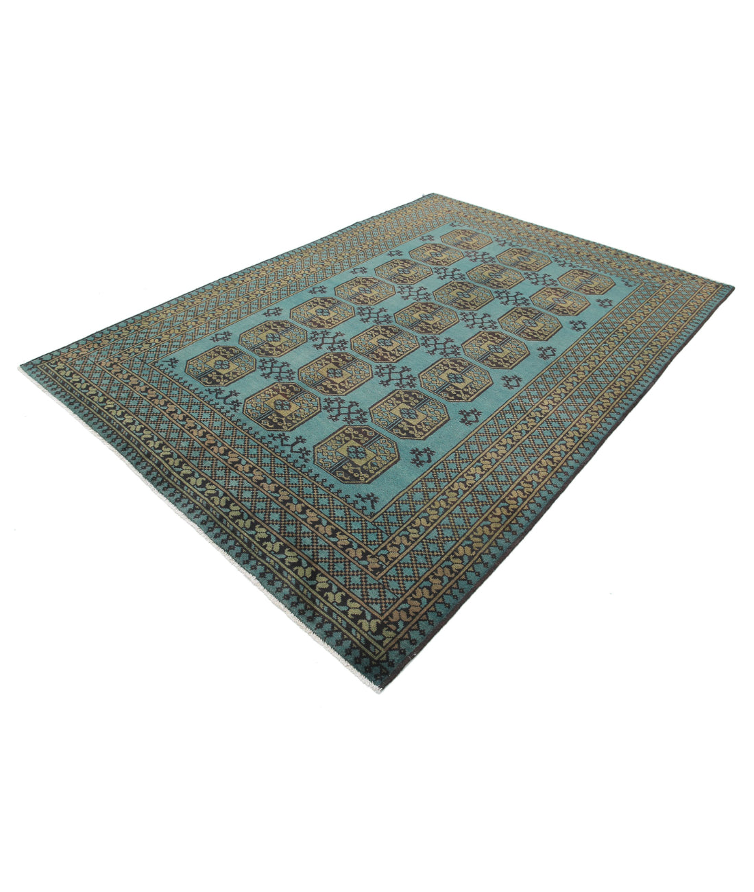 Revival 6'7'' X 9'4'' Hand-Knotted Wool Rug 6'7'' x 9'4'' (198 X 280) / Green / Tan