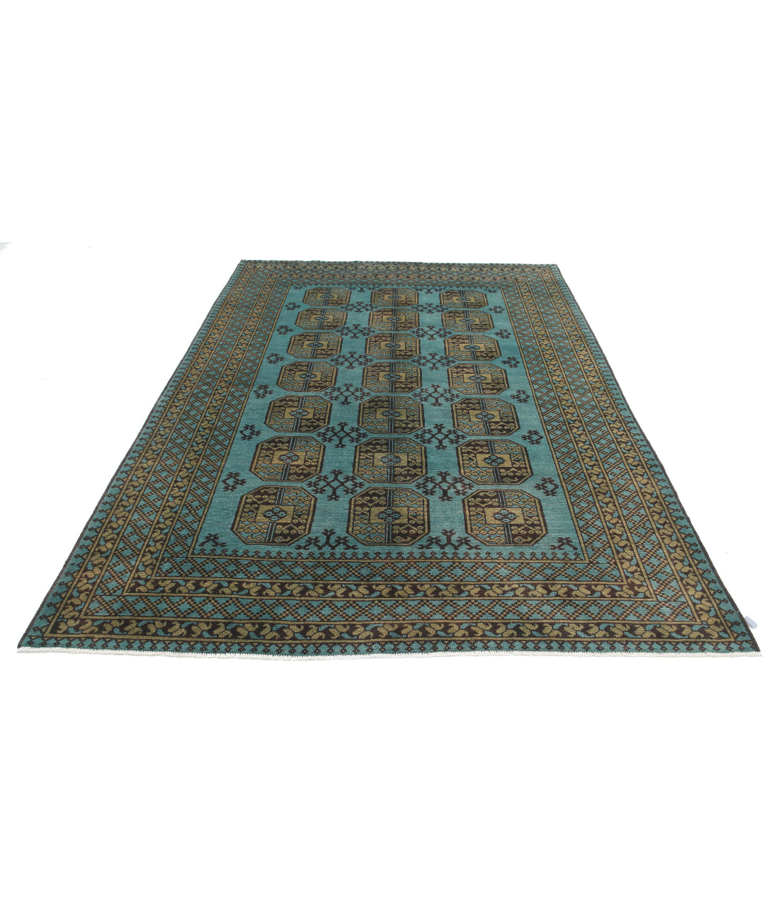 Revival 6'7'' X 9'4'' Hand-Knotted Wool Rug 6'7'' x 9'4'' (198 X 280) / Green / Tan