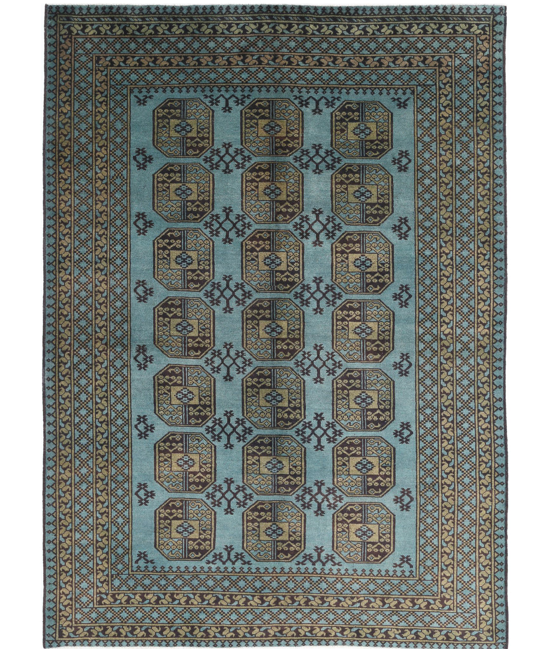 Revival 6'7'' X 9'4'' Hand-Knotted Wool Rug 6'7'' x 9'4'' (198 X 280) / Green / Tan