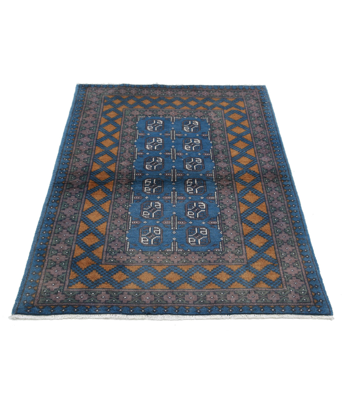 Revival 3'4'' X 4'9'' Hand-Knotted Wool Rug 3'4'' x 4'9'' (100 X 143) / Blue / Gold