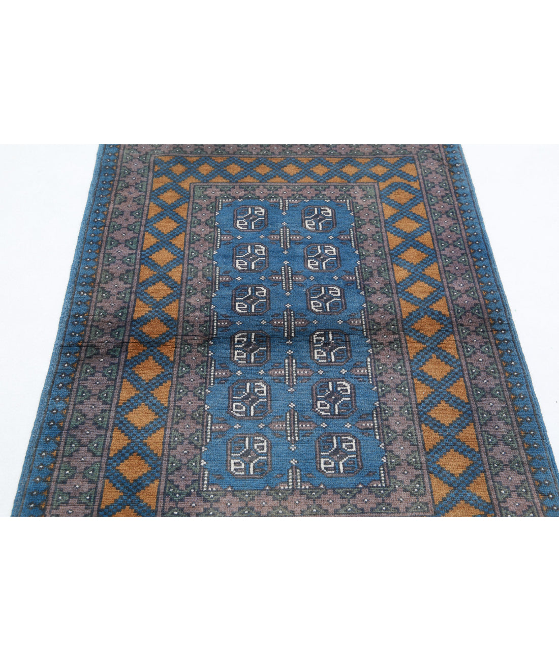 Revival 3'4'' X 4'9'' Hand-Knotted Wool Rug 3'4'' x 4'9'' (100 X 143) / Blue / Gold