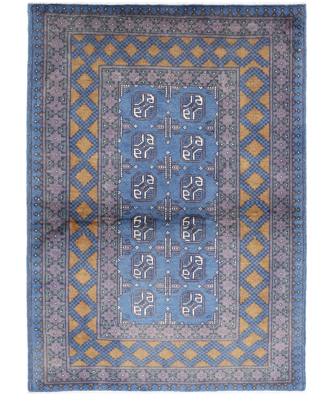 Revival 3'4'' X 4'9'' Hand-Knotted Wool Rug 3'4'' x 4'9'' (100 X 143) / Blue / Gold