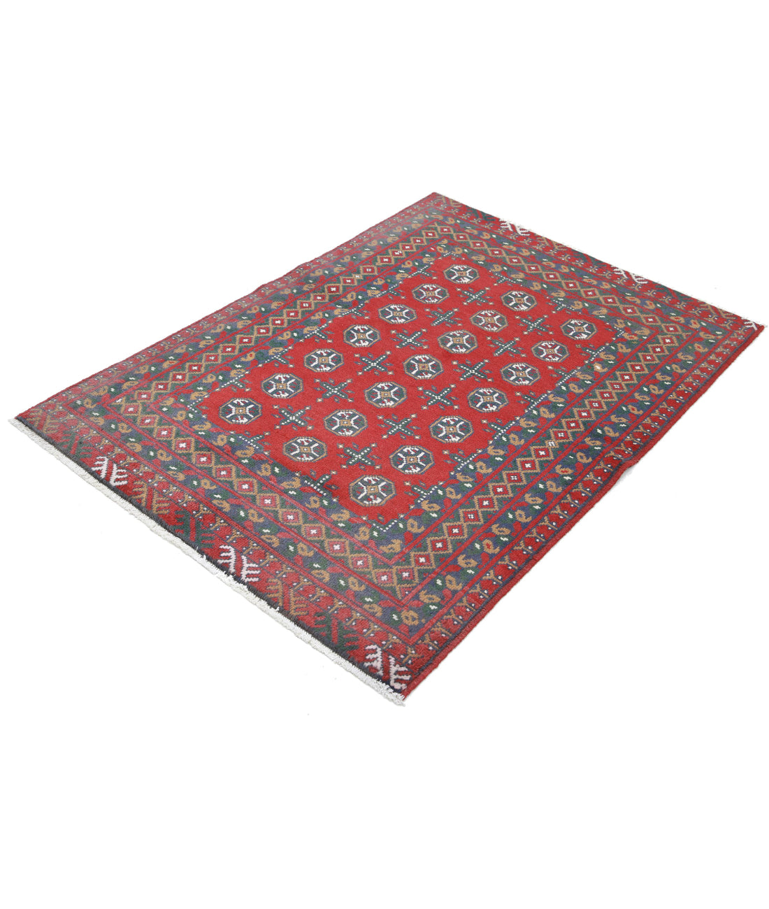 Revival 3'5'' X 4'10'' Hand-Knotted Wool Rug 3'5'' x 4'10'' (103 X 145) / Red / Grey