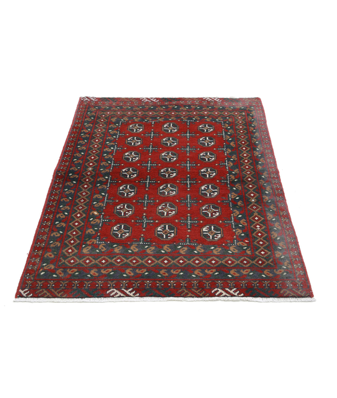 Revival 3'5'' X 4'10'' Hand-Knotted Wool Rug 3'5'' x 4'10'' (103 X 145) / Red / Grey