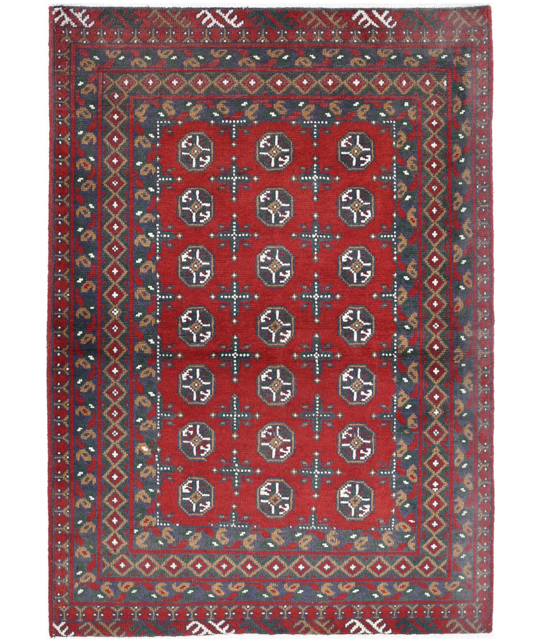 Revival 3'5'' X 4'10'' Hand-Knotted Wool Rug 3'5'' x 4'10'' (103 X 145) / Red / Grey