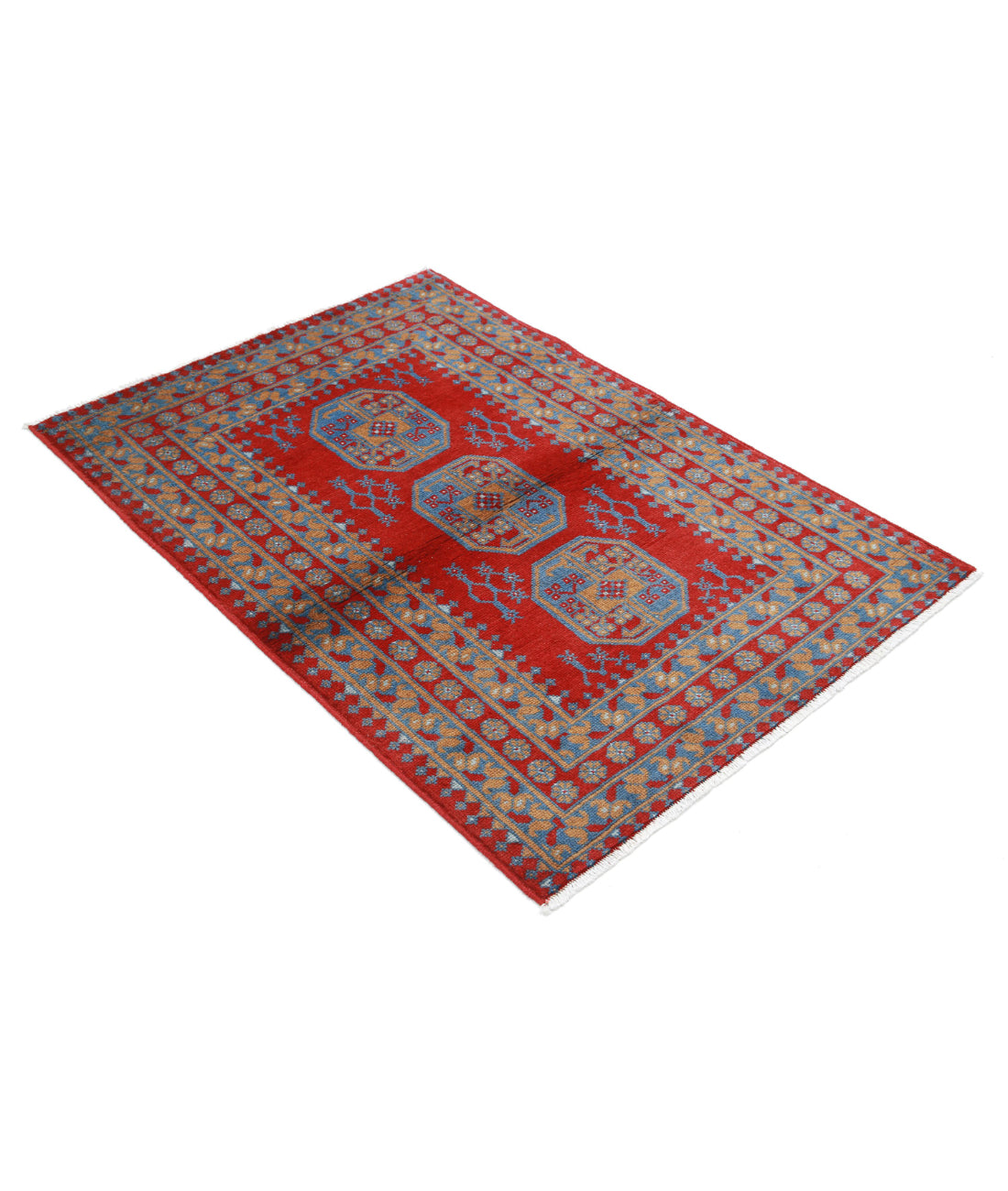 Revival 3'4'' X 4'9'' Hand-Knotted Wool Rug 3'4'' x 4'9'' (100 X 143) / Red / Blue
