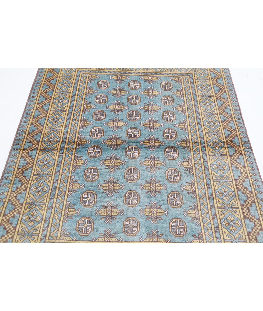 Revival 4'2'' X 5'7'' Hand-Knotted Wool Rug 4'2'' x 5'7'' (125 X 168) / Blue / Gold