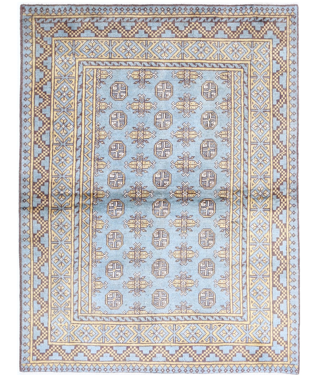 Revival 4'2'' X 5'7'' Hand-Knotted Wool Rug 4'2'' x 5'7'' (125 X 168) / Blue / Gold