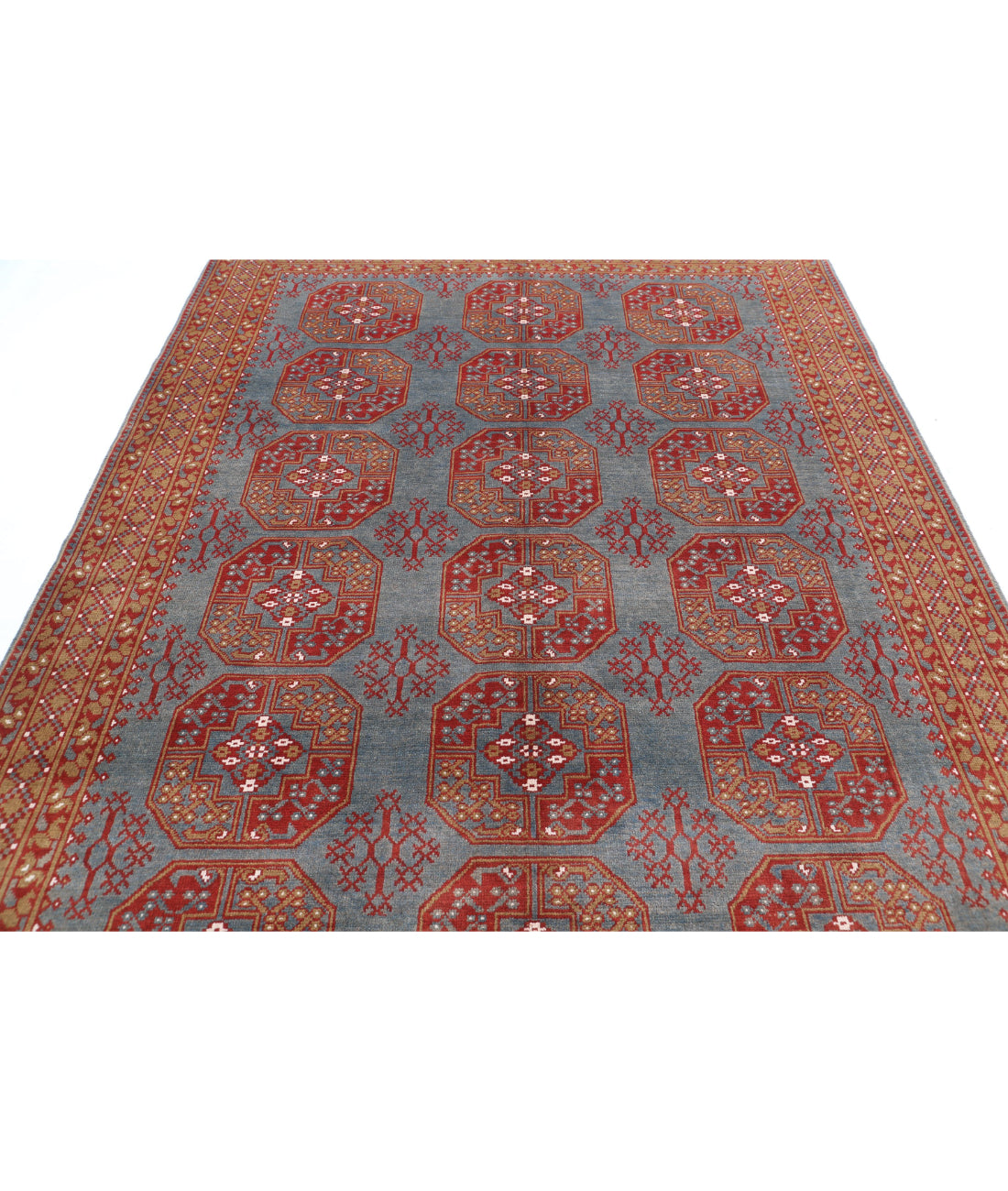 Revival 6'8'' X 9'5'' Hand-Knotted Wool Rug 6'8'' x 9'5'' (200 X 283) / Grey / Red