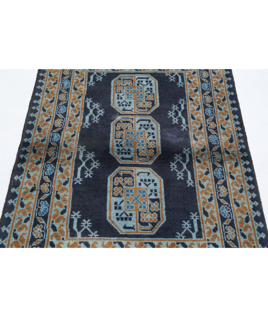 Revival 3'4'' X 4'9'' Hand-Knotted Wool Rug 3'4'' x 4'9'' (100 X 143) / Blue / Ivory