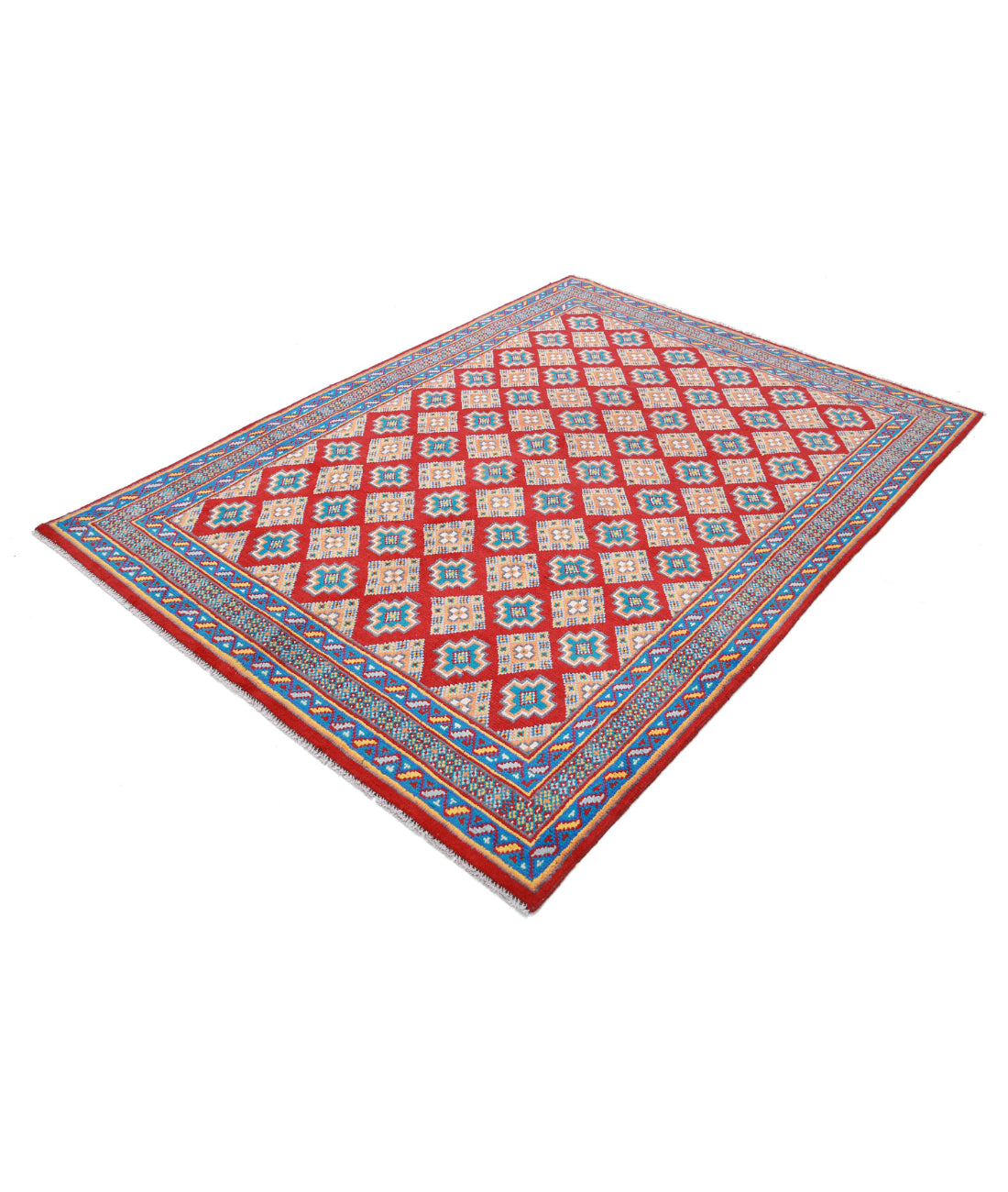 Revival 5'1'' X 7'1'' Hand-Knotted Wool Rug 5'1'' x 7'1'' (153 X 213) / Red / Blue