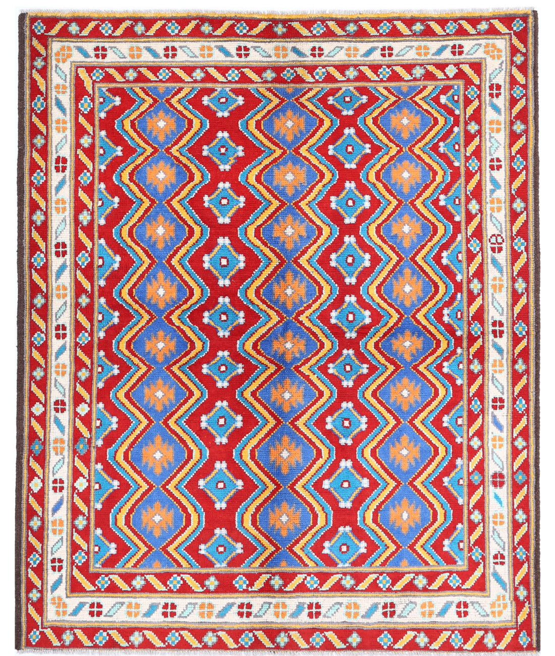 Revival 5'0'' X 6'4'' Hand-Knotted Wool Rug 5'0'' x 6'4'' (150 X 190) / Red / Ivory